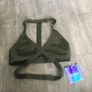 Missguided Green Strappy Bikini Top